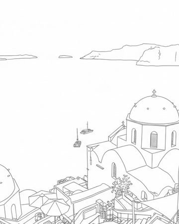 The same scene, drawn as black-and-white line art.