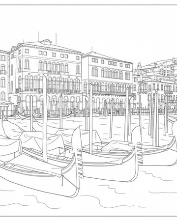 The same scene, drawn as black-and-white line art.